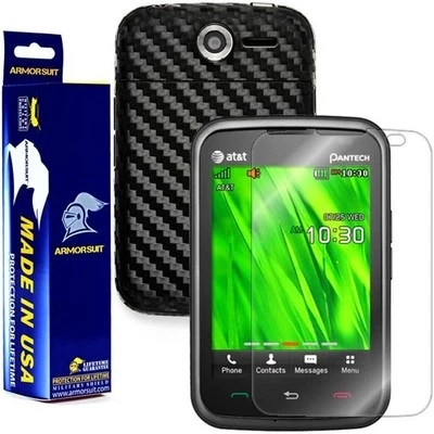 ArmorSuit Pantech Renue HD Clear Screen Protector + Black Carbon Fiber Skin USA - Image 1 of 4