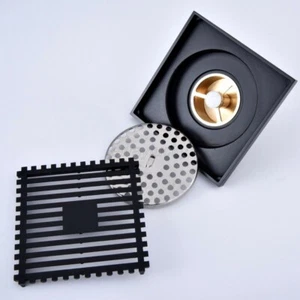 Rejillas de residuos de piso cuadradas de bronce negro baño ducha drenaje de piso whr071 - Imagen 1 de 8