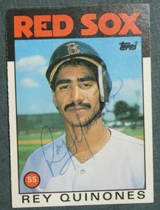 Tarjeta de actualización Topps 1986 autografiada/firmada estrella de los Medias Rojas de Boston Rey Quiñones--- - Imagen 1 de 1