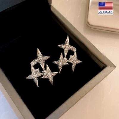 Preciosos pendientes de plata 925 para mujer con borla de estrella de gran tamaño 1576 Foto 1 de 4