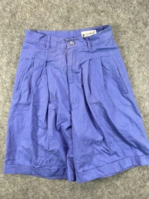 复古 IN Clothes 女式妈妈短裤 5/6 紫色紫色高腰打褶百慕大 — 第 1/4 张图片