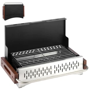 Holzkohlegrill, Tischgrill klappbar, Edelstahl Notebook Grill - Bild 1 von 6