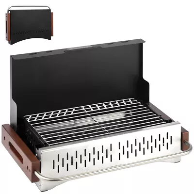 Holzkohlegrill, Tischgrill klappbar, Edelstahl Notebook Grill - Bild 1 von 4
