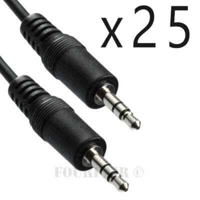 25 Pack Lot - 50ft 1/8" 3.5mm Audio Headphone Male Stereo Cable M/M MP3 Aux PC - Image 1 of 2