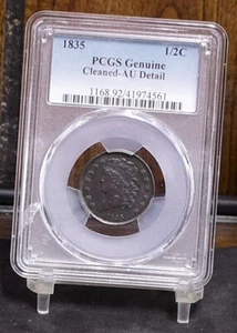 Medio centavo 1835 - PCGS AU detalle, limpio (#59467-L) - Imagen 1 de 12