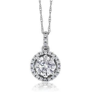14K White Gold IGI Certified Lab Grown Diamond Pendant Necklace For Women | - Picture 1 of 4
