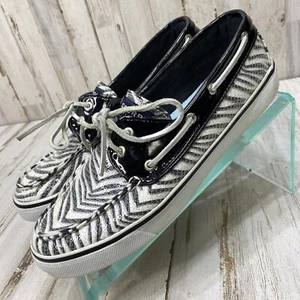 Sperry Top Sider Women's 9M Black White Zebra Animal Sequins Boat Deck Shoes OS - Picture 1 of 12