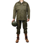 WW2 US Army Green HBT UNIFORM PURE COTTON OUTDOOR UNIFORM（No helmet, NO shoes)