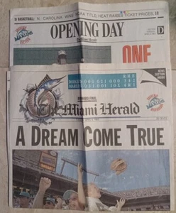 FIRST EVER MARLINS GAME Apr 6 1993 Miami Herald FRONT + SPECIAL SECTIONS (2) EXC - Picture 1 of 9