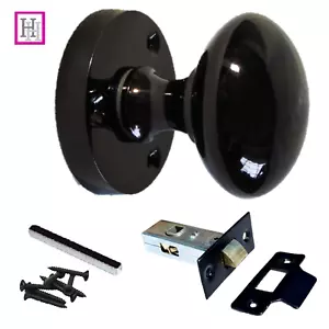 Black Nickel Door Knobs SET Mortice Knob Internal Door Handle Round Rose Knobs - Picture 1 of 6