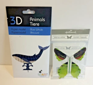 Fridolin 3D Blue Whale Paper Model Plus Hallmark Flying Birdwing NEW - Bild 1 von 8