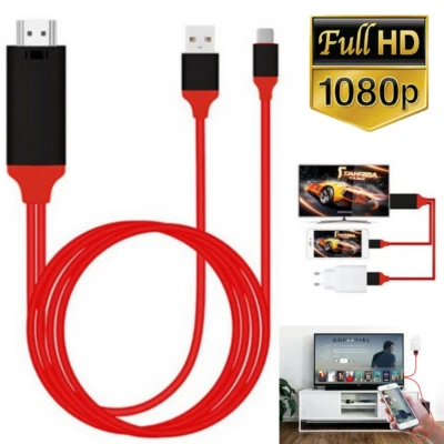 HDMI Mirroring Cable Phone to TV HDTV AV TV Adapter For iPhone 14 13 12 11 iPad - Image 1 of 4