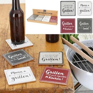 Kork Untersetzer abwaschbar für Glas Flaschen 9,5 x 9,5cm Grillen BBQ Motivwahl - Bild 1 von 5
