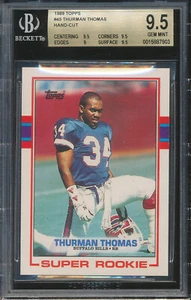 BGS 9.5 1989 Topps Football THURMAN THOMAS Rookie Card RC #45 HOF Bills GEM MINT - Picture 1 of 3