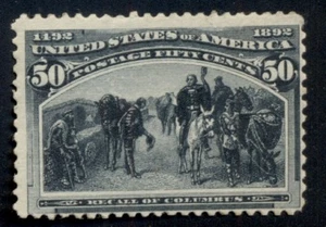 US #240 50¢ Columbian, unused, regummed, unhinged, rich color F/VF Scott $500.00 - Picture 1 of 1