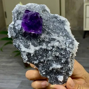 439G seltene transparente lila kubische Fluorit Mineral Kristall Probe / China - Bild 1 von 20