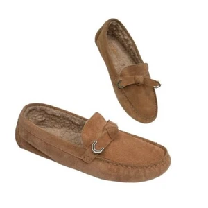 Cole Haan Women's Shoes Evelyn Bow Suede Loafers Brown/Tan Size 8 - Picture 1 of 13