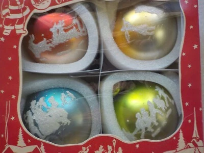 Bethany Lowe - Juego de 4 bolas de cristal adornos navideños aspecto vintage SELLADO Foto 1 de 4