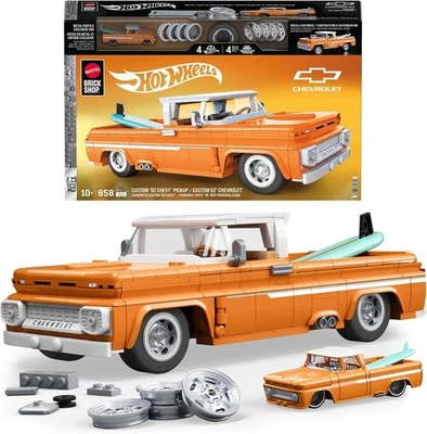 1:16 Hot Wheels Elite Custom '62 Chevy Pickup Mattel Brick Tienda Bauset 858 - Immagine 1 di 4