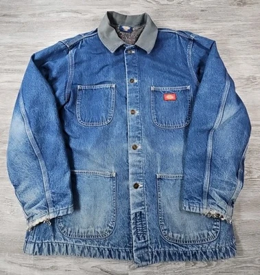 Chaqueta Dickies De Colección Para Hombres Grande Denim Tareas Abrigo Manta Forrada Ropa de Trabajo Grunge Foto 1 de 4