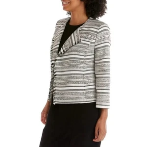 Kasper XS Blazer Jacke schwarz weiß gestreift strukturiert Neu mit Etikett Workwear - Bild 1 von 6