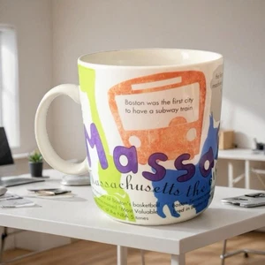 Vintage Starbucks 1997 Massachusetts States Of Bean Coffee Cup Mug Jan Belson - Picture 1 of 11