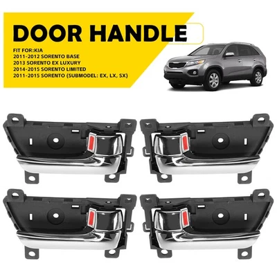 Внутренняя дверная ручка 4 шт для 2011-2015 Kia Sorento левая и правая комбинированная хромированная - Изображение 1 из 4