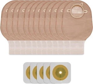 15 PCS Two Piece Colostomy Ostomy Bags Drainable Pouches 10 Bags 5 Barriers - Picture 1 of 6