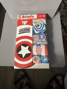 Captain America Marvel Boys 5 Pair Briefs New Size 4 - Picture 1 of 2