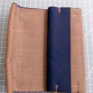 Japanese Thick Fabric Bolt for Mens Tanzen Kimono Tanmono Navy Blue Brown Stripe - Picture 1 of 5