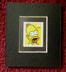 MATTED UNUSED U.S. POSTAGE STAMP OF HOMER SIMPSON FROM TV SHOW THE SIMPSONS - Picture 1 of 1