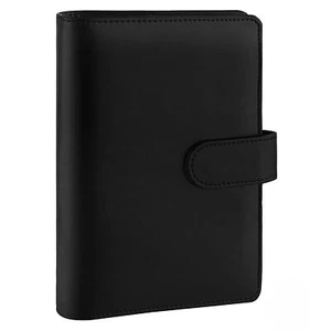 Antner A6 PU Leather Notebook Binder Refillable 6 Ring Budget A6 Black - Picture 1 of 7