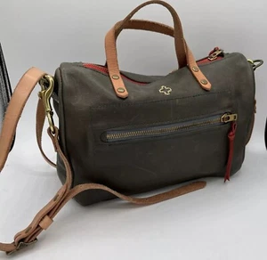 Vintage Elke grün Leder Crossbody Schulter Handtasche Geldbeutel Unikat Handarbeit - Bild 1 von 7