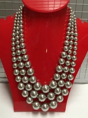 Collar Charter Club Gris Imitación Perla Tensión Redondo Plateado 17-22" Nuevo CC185 Foto 1 de 4