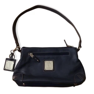 Tignanello Dark Blue genuine leather shoulder bag 10.6" x 6" - Picture 1 of 10