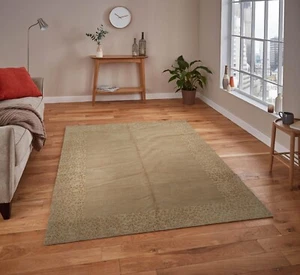 Lapchi 6'1" x 9' Hand Knotted Wool & Silk Animal Print Tibetan Area Rug Beige - Picture 1 of 10