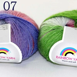 Sale 2Ballsx50gr Colorful Rainbow Rug Shawl Cashmere Wool Hand Crochet Yarn 07 - Picture 1 of 12