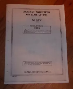 SEARS CRAFTSMAN 24 INCH JIG SAW OWNERS MANUAL 103.0403 103.0404 0403 0404 - Picture 1 of 1