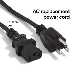 6ft 3 Prong THICK AC Power Replacement Cord NXT, UNIVERSAL, PC,TV, Game Consoles - Picture 1 of 3