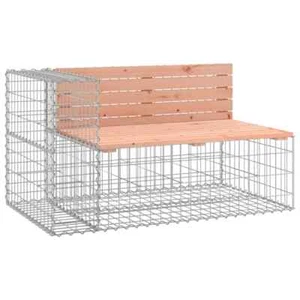 Gabion Cage Garden Bench Outdoor Patio Wooden Park Seat Chair Steel Solid Wood - Picture 1 of 8