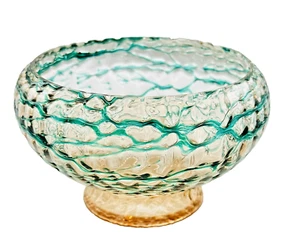 Vintage Czech Art Deco Pink Green Glass Bowl - Picture 1 of 7