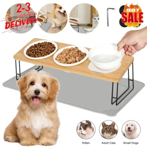 Triple Cat Bowls Pet Feeder Drinking Tilted and Rotatable Design for Cats & Dogs - Picture 1 of 10