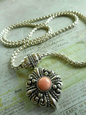 Collar Colgante Coral ESPO Plata de Ley 925 Oxidada 24" 36MM77 Foto 1 de 4