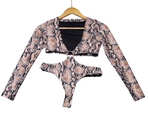 MATTE COLLECTION Snake Print Cheeky Women's Size S Brown One Piece Swimsuit NWOT - Picture 1 of 11