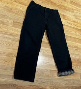 Carhartt B111 SCHWARZ Flanell gefütterte Enten-Latzhose schwarze Jeans Größe 40x32 - Bild 1 von 16
