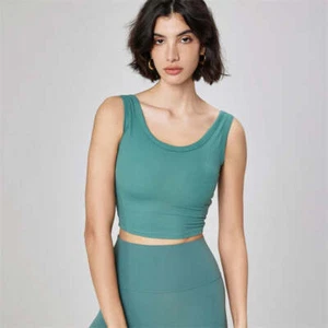 Women Rib Sports Bra Sexy Backless Yoga Tank Top Gym High Impact Fitness Bralett - Picture 1 of 10