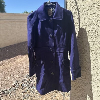 Тюль синий куртка бушлат длинная шерстяная смесь Anthropologie женщин размер M J25 - Изображение 1 из 4