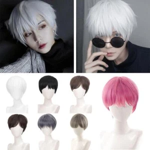 Cosplay Men'S Wig, Short Hair, COS Wig Men Women Short Straight Hairpiece Y A6Y5 - Picture 1 of 19