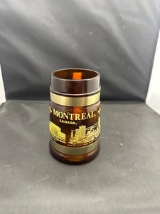 Taza de cañón de vidrio marrón mango de madera de piedra Montreal, Canadá - Imagen 1 de 6