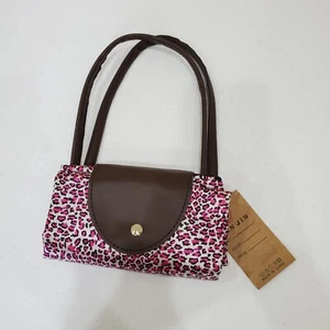 Jin Jin Pu Fold Up Tote Bag Pink Brown Leopard Print From Mini to Large HandBag - Picture 1 of 4